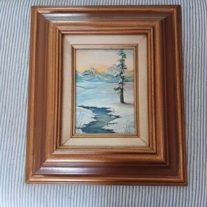 Winter Landscape, 1980 Oil Painting By Karen Goertzen, Framed